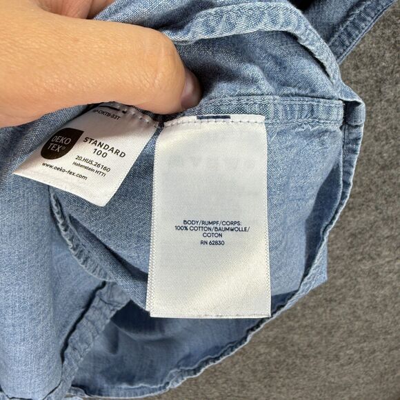 Lands' End Shirt Men 3XL Tall Blue Button Up Collared Short Sleeve Pockets - Picture 6 of 7